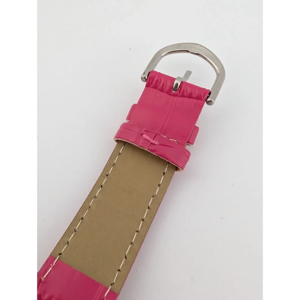 Women's Tank Watch 26mm‎ Silver Case Pink Faux Leather Band- New Battery